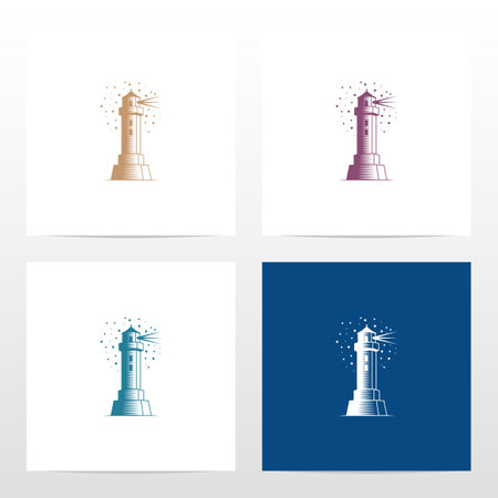 Lighthouse And Night Stars Logo Designのイラスト素材