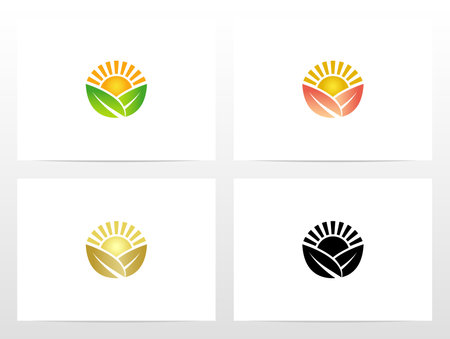 Leaves And Sun Logo Designのイラスト素材