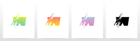 Abstract Dots And Lines Letter Logo Design Wのイラスト素材