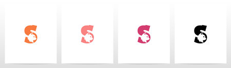 Cat Head Inside Letter Logo Design Sのイラスト素材