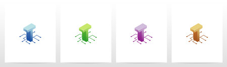 Digital Circuit Nodes Letter Logo Design Tのイラスト素材