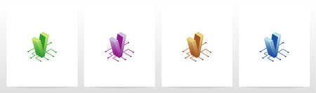 Digital Circuit Nodes Letter Logo Design Vのイラスト素材