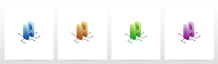 Digital Circuit Nodes Letter Logo Design Hのイラスト素材