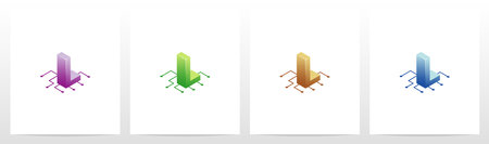 Digital Circuit Nodes Letter Logo Design Lのイラスト素材