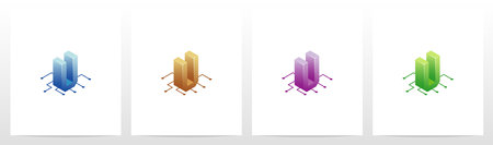 Digital Circuit Nodes Letter Logo Design Uのイラスト素材
