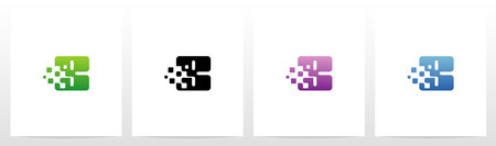 Rounded Edge Pixel Eroded Letter Logo Design Bのイラスト素材