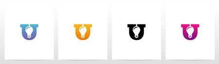 Lightbulb On Letter Logo Design Uのイラスト素材