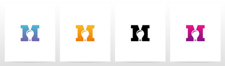 Lightbulb On Letter Logo Design Mのイラスト素材