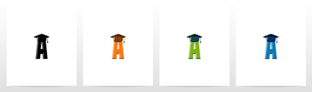 Graduation Hat On Letter Logo Design Aのイラスト素材