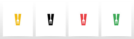 Fork On Letter Logo Design Vのイラスト素材
