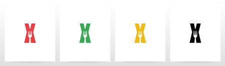 Fork On Letter Logo Design Xのイラスト素材