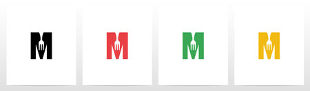 Fork On Letter Logo Design Mのイラスト素材