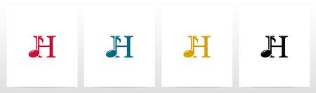 Music Note On Letter Logo Design Hのイラスト素材
