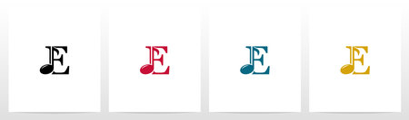 Music Note On Letter Logo Design Eのイラスト素材