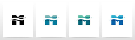 Water Wave On Letter Logo Design Mのイラスト素材