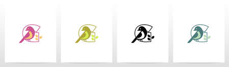 Bird Perch On Letter Logo Design Gのイラスト素材