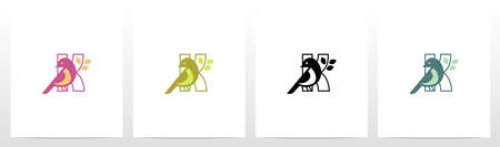 Bird Perch On Letter Logo Design Kのイラスト素材
