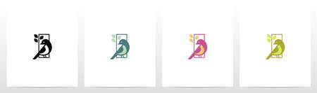 Bird Perch On Letter Logo Design Iのイラスト素材