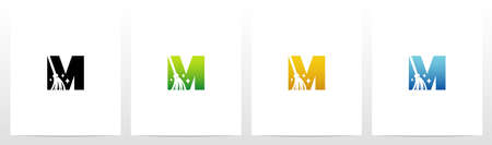 Broom On Letter Logo Design Mのイラスト素材
