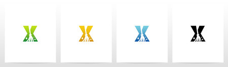 Broom On Letter Logo Design Xのイラスト素材
