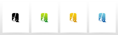 Broom On Letter Logo Design Qのイラスト素材