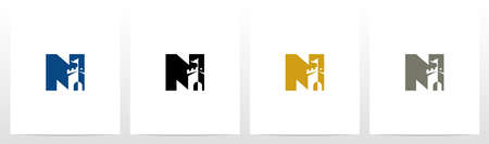 Castle With Flag On Letter Logo Design Nのイラスト素材