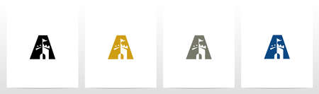 Castle With Flag On Letter Logo Design Aのイラスト素材