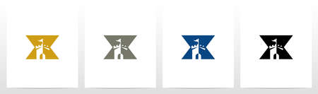 Castle With Flag On Letter Logo Design Xのイラスト素材