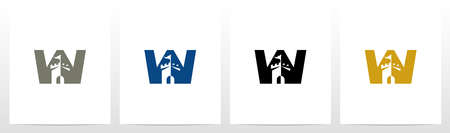 Castle With Flag On Letter Logo Design Wのイラスト素材