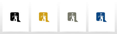 Castle With Flag On Letter Logo Design Qのイラスト素材