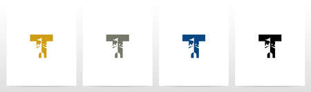 Castle With Flag On Letter Logo Design Tのイラスト素材