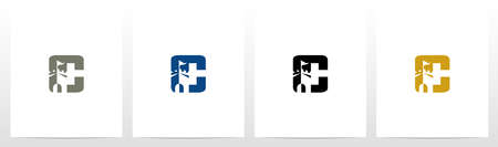 Castle With Flag On Letter Logo Design Cのイラスト素材