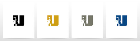 Castle With Flag On Letter Logo Design Uのイラスト素材