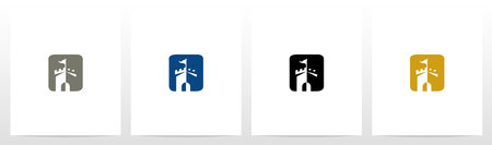 Castle With Flag On Letter Logo Design Oのイラスト素材
