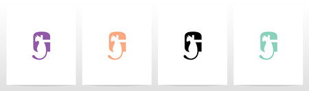Cat With Tail On Letter Logo Design Gのイラスト素材