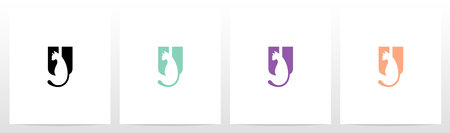 Cat With Tail On Letter Logo Design Uのイラスト素材