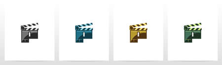 Clapping Board As A Letter Logo Design Pのイラスト素材