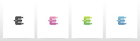 Connecting Dots On Letter Logo Design Eのイラスト素材