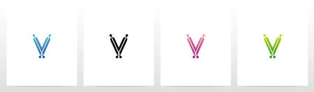 Connecting Dots On Letter Logo Design Vのイラスト素材