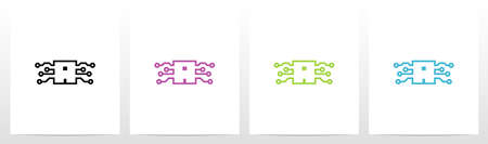 Digital Circuit Lines On Letter Logo Design Aのイラスト素材