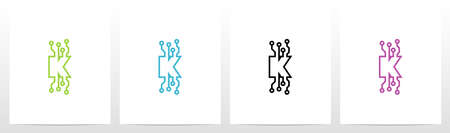 Digital Circuit Lines On Letter Logo Design Kのイラスト素材
