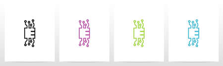 Digital Circuit Lines On Letter Logo Design Eのイラスト素材