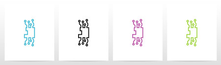 Digital Circuit Lines On Letter Logo Design Jのイラスト素材
