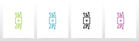 Digital Circuit Lines On Letter Logo Design Oのイラスト素材