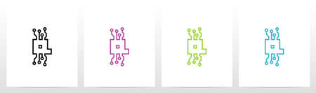 Digital Circuit Lines On Letter Logo Design Qのイラスト素材