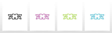 Digital Circuit Lines On Letter Logo Design Mのイラスト素材