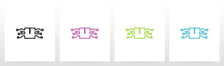 Digital Circuit Lines On Letter Logo Design Uのイラスト素材