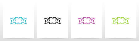Digital Circuit Lines On Letter Logo Design Nのイラスト素材