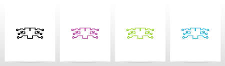 Digital Circuit Lines On Letter Logo Design Yのイラスト素材
