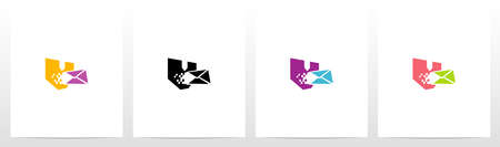 Digital Electronic Mail On Letter Logo Design Vのイラスト素材